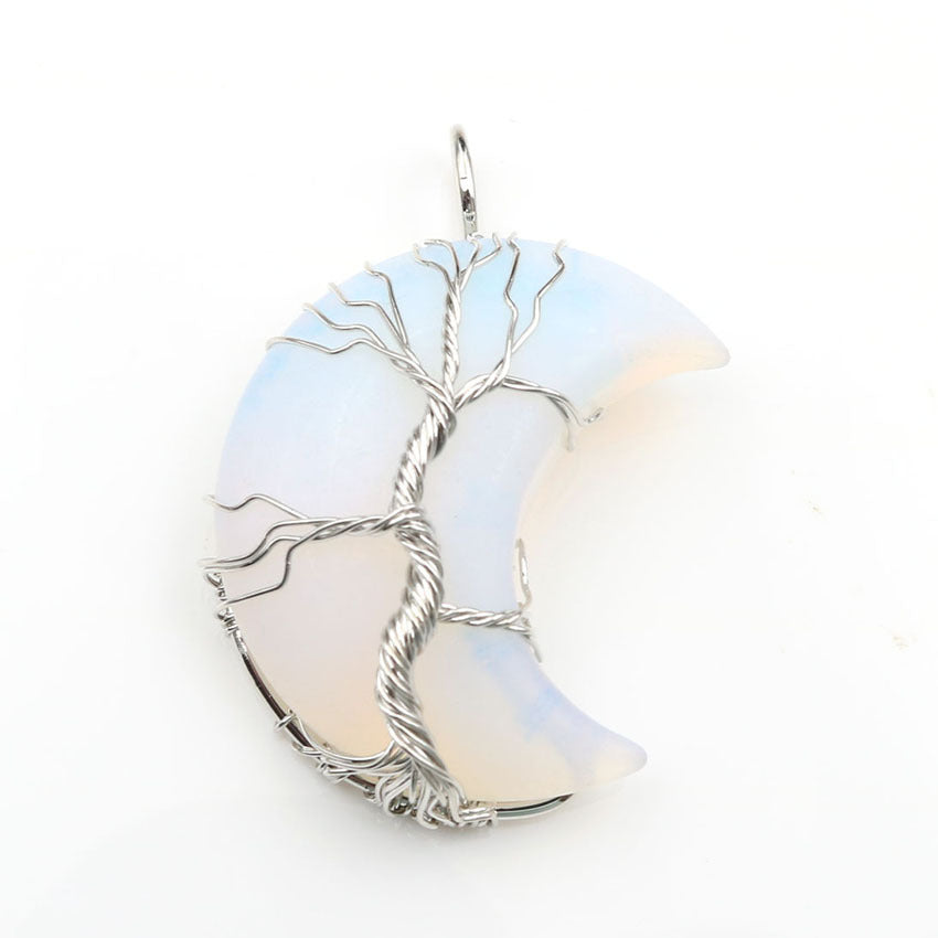 Cross-Border New Handmade Necklace Jewelry Moon Natural Crystal Stone