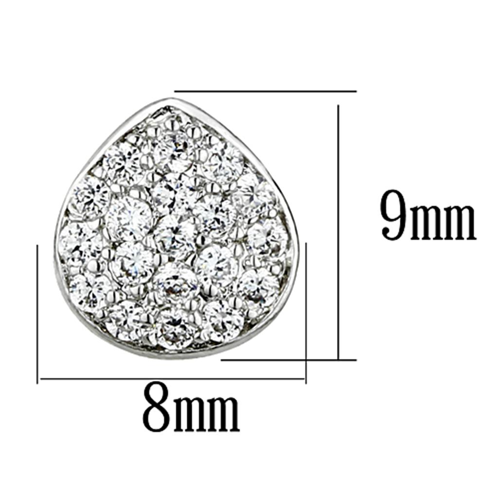 3W352 - Rhodium Brass Earrings with AAA Grade CZ in Clear