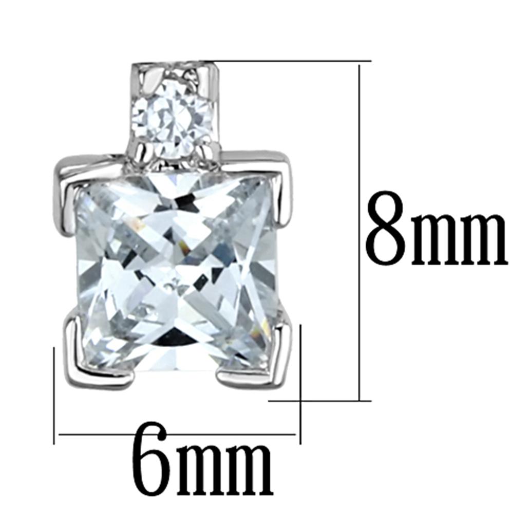 3W654 - Rhodium Brass Earrings with AAA Grade CZ in Clear
