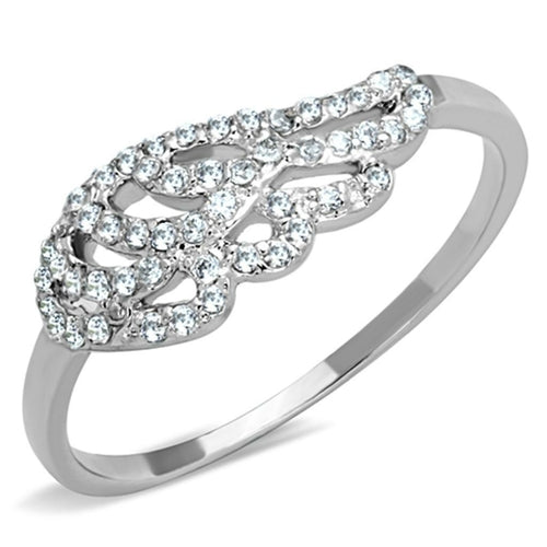 3W824 - Rhodium Brass Ring with AAA Grade CZ in Clear