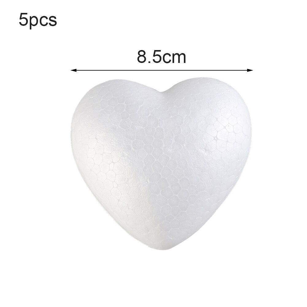 6/8.5/10/15cm Heart Foam Mould White Craft Balls
