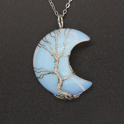 Cross-Border New Handmade Necklace Jewelry Moon Natural Crystal Stone