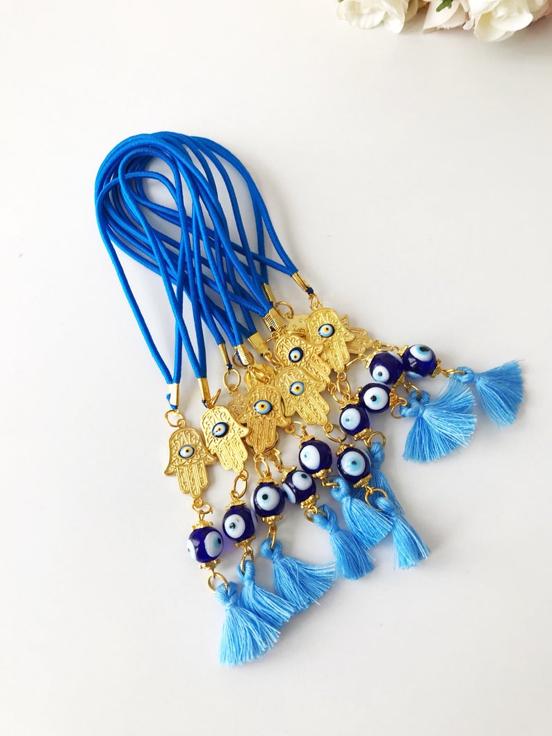 Hamsa hand evil eye car mirror charm