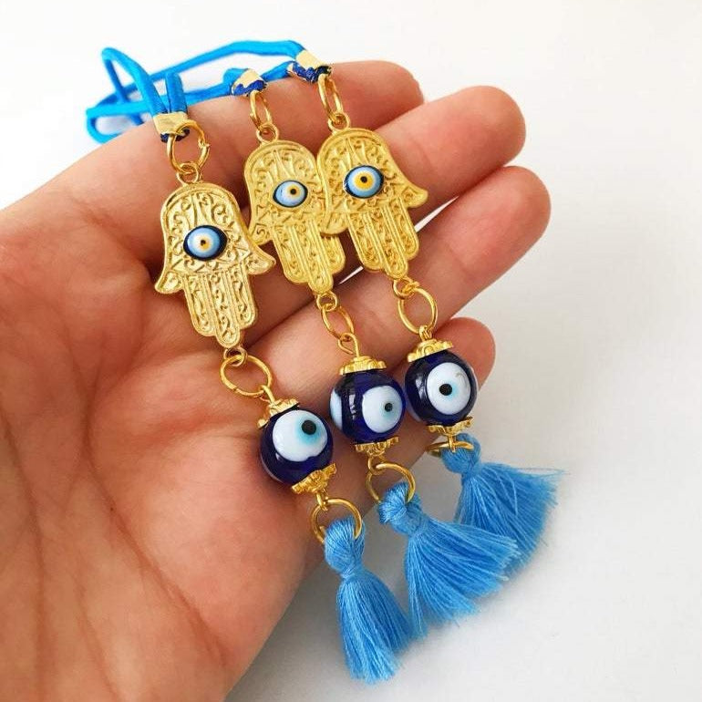 Hamsa hand evil eye car mirror charm