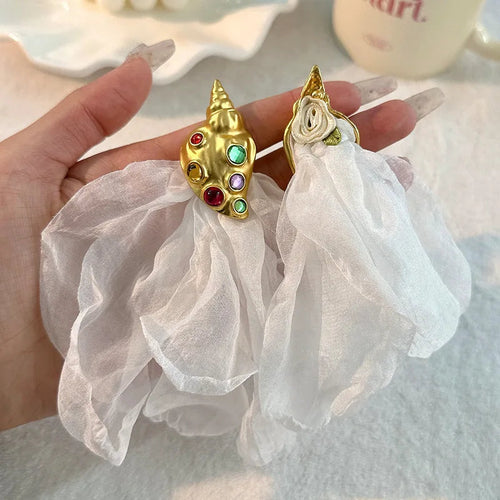 Handmade Cotton Long Tassel Earrings