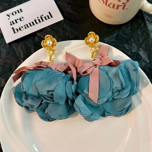 Handmade Cotton Long Tassel Earrings