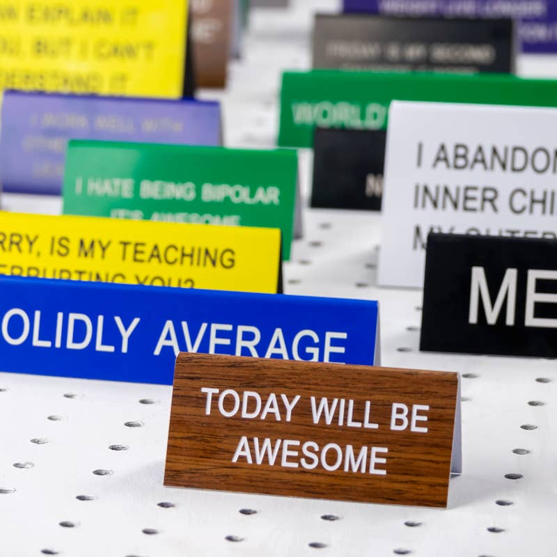 Is It Recess Yet? Mini Desk Sign | Laser Engraved Nameplate in White |
