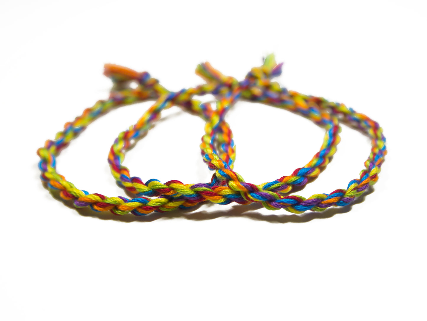 Neon Rainbow Friendship Bracelet, Adjustable Cotton Bracelet