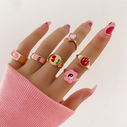 Sweet Tai Love Oil Dripping Ring Set
