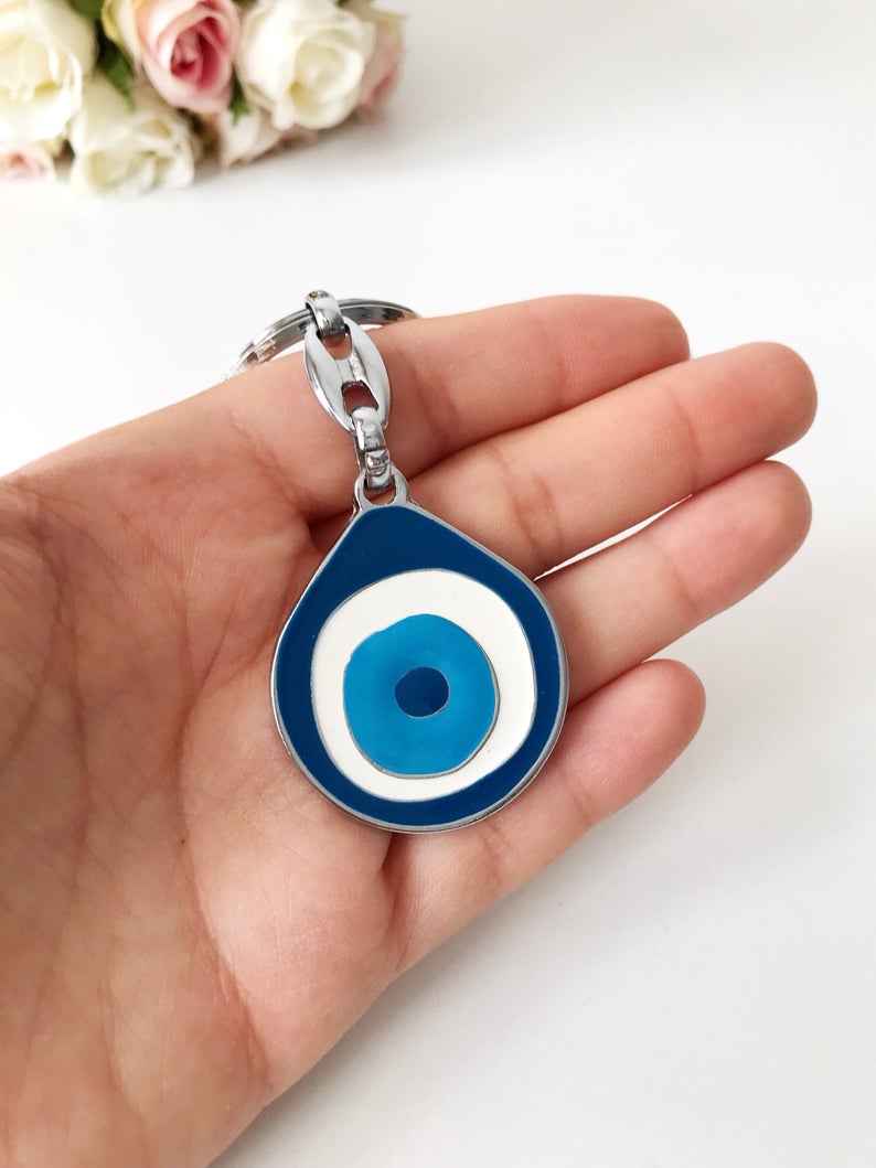 Evil eye metal keychain