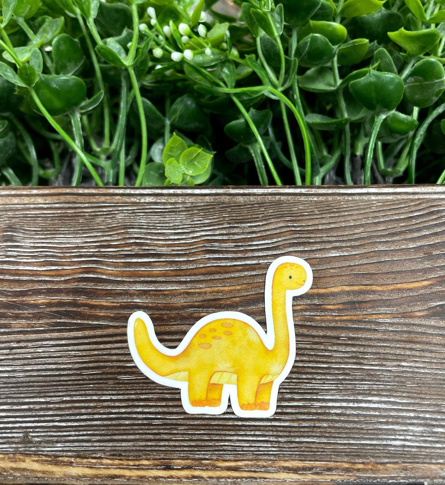 Watercolor Yellow Dinosaur, Die Cut Sticker, Long Neck Dino, Graphic