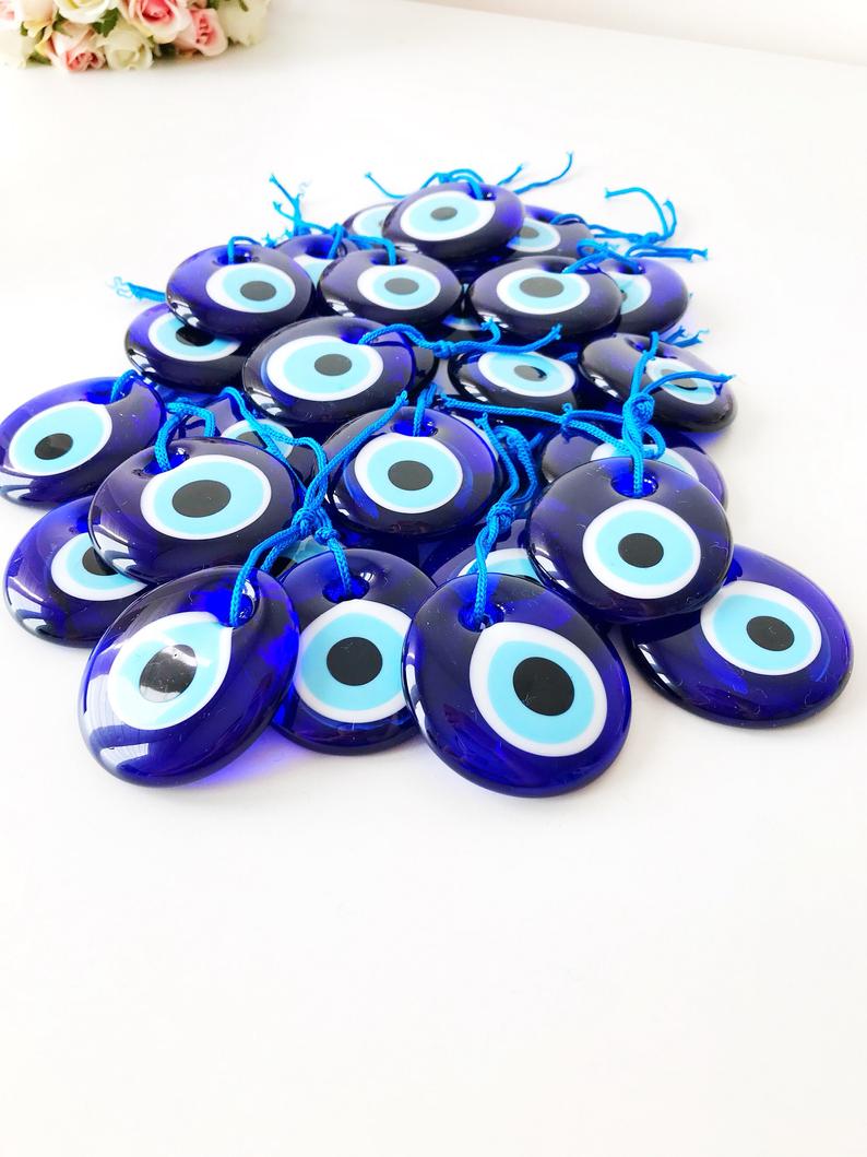 Blue Evil Eye Beads, 5.5cm, Evil Eye Charm, 10 pcs