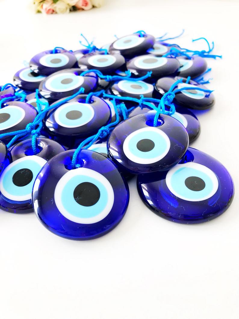 Blue Evil Eye Beads, 5.5cm, Evil Eye Charm, 10 pcs
