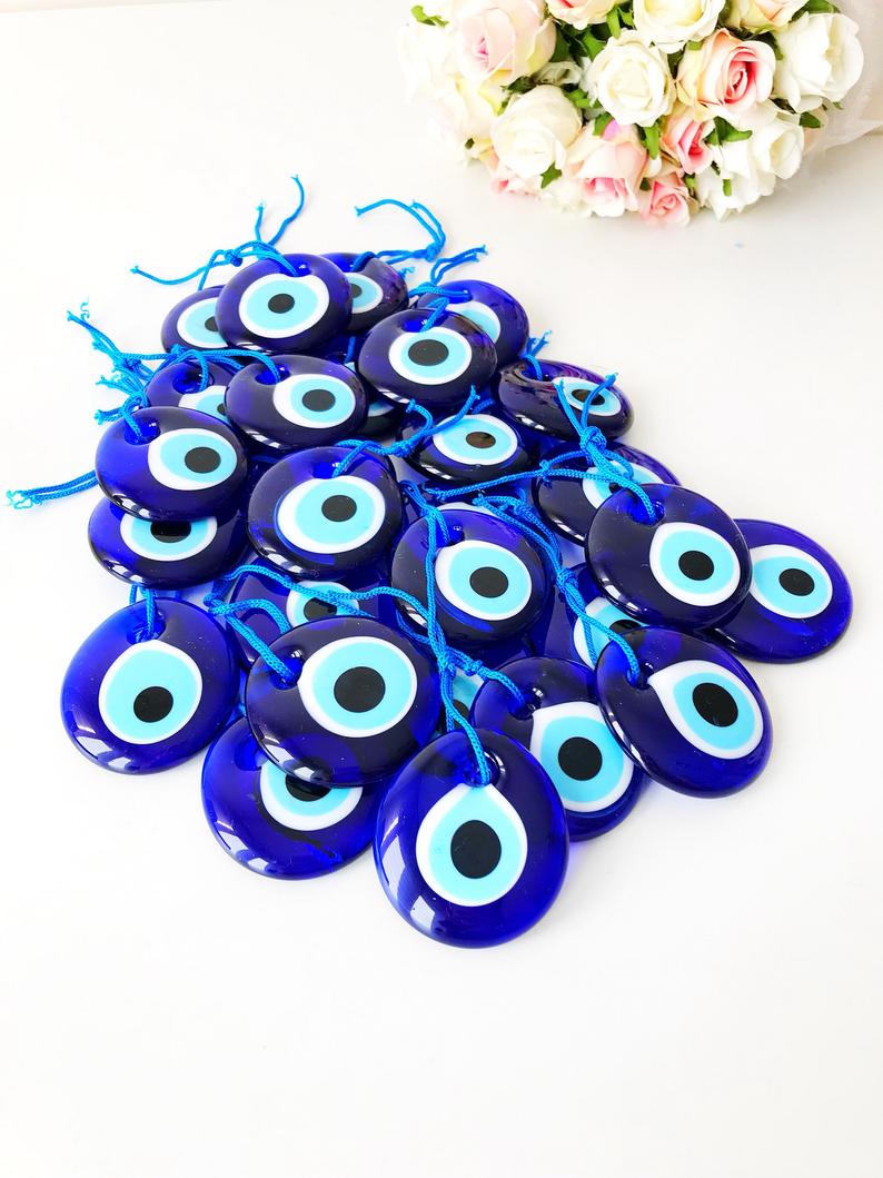 Blue Evil Eye Beads, 5.5cm, Evil Eye Charm, 10 pcs