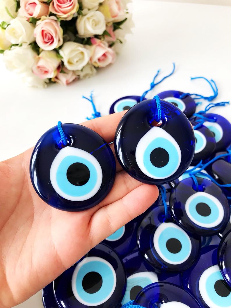Blue Evil Eye Beads, 5.5cm, Evil Eye Charm, 10 pcs