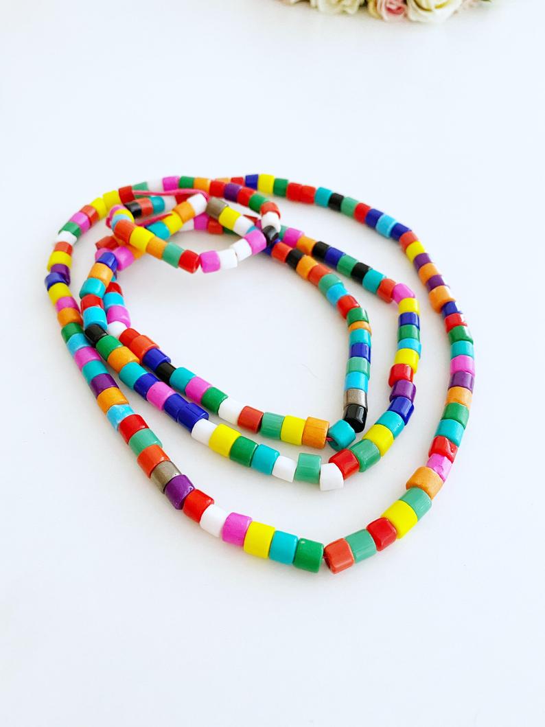 Handmade Murano Glass Cylinder Beads, Assorted Color Beads, Murano