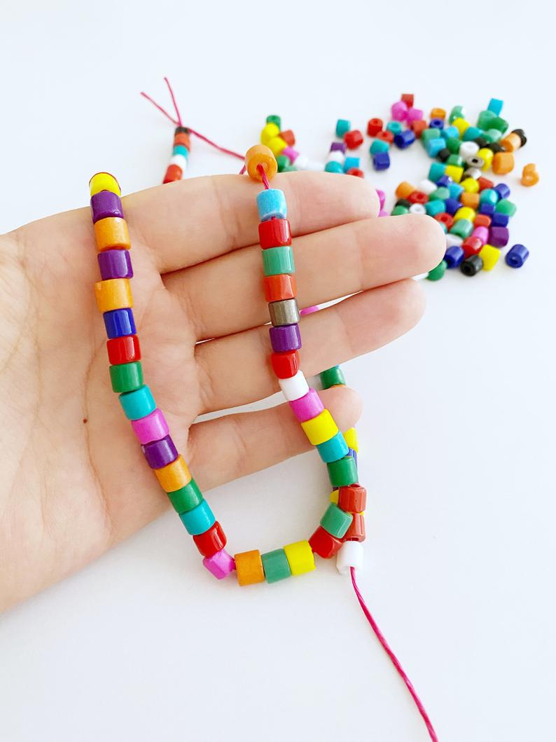 Handmade Murano Glass Cylinder Beads, Assorted Color Beads, Murano