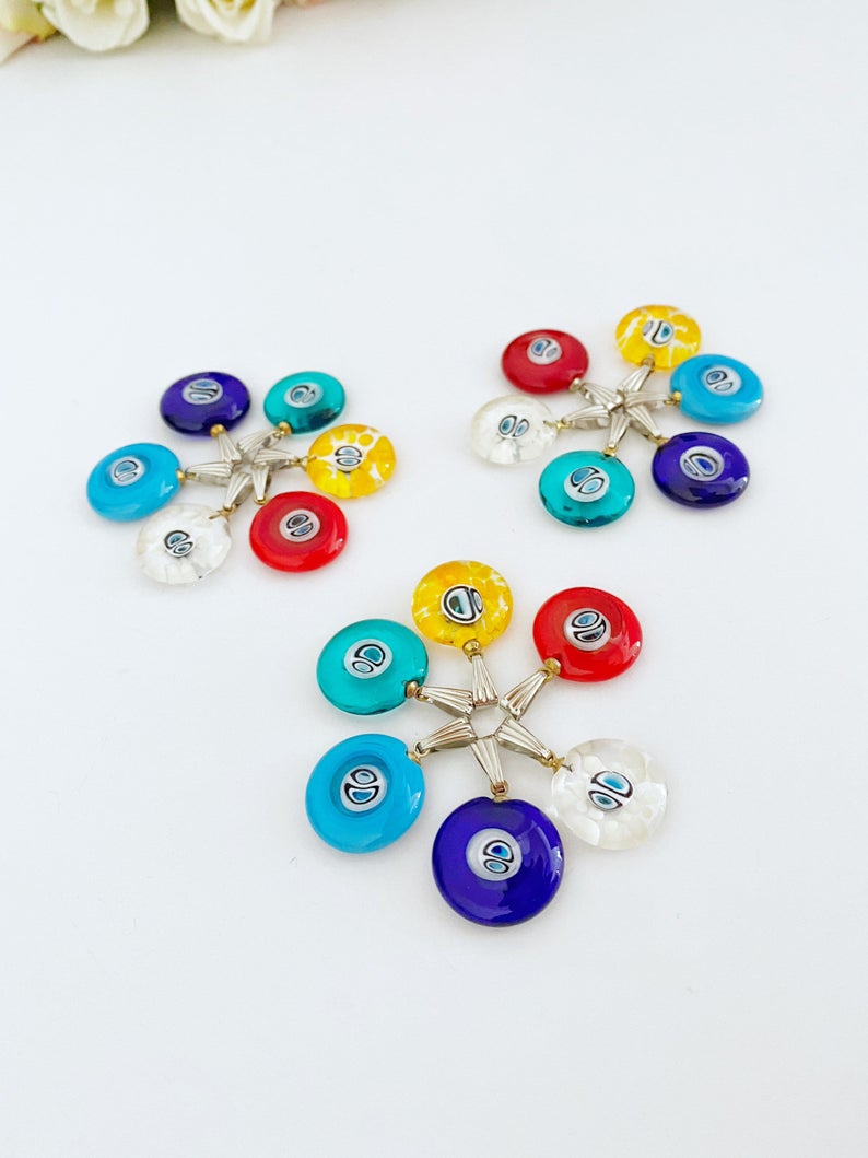 Evil Eye Beads, Murano Glass Evil Eye Pendant, Evil Eye Necklace, Blue