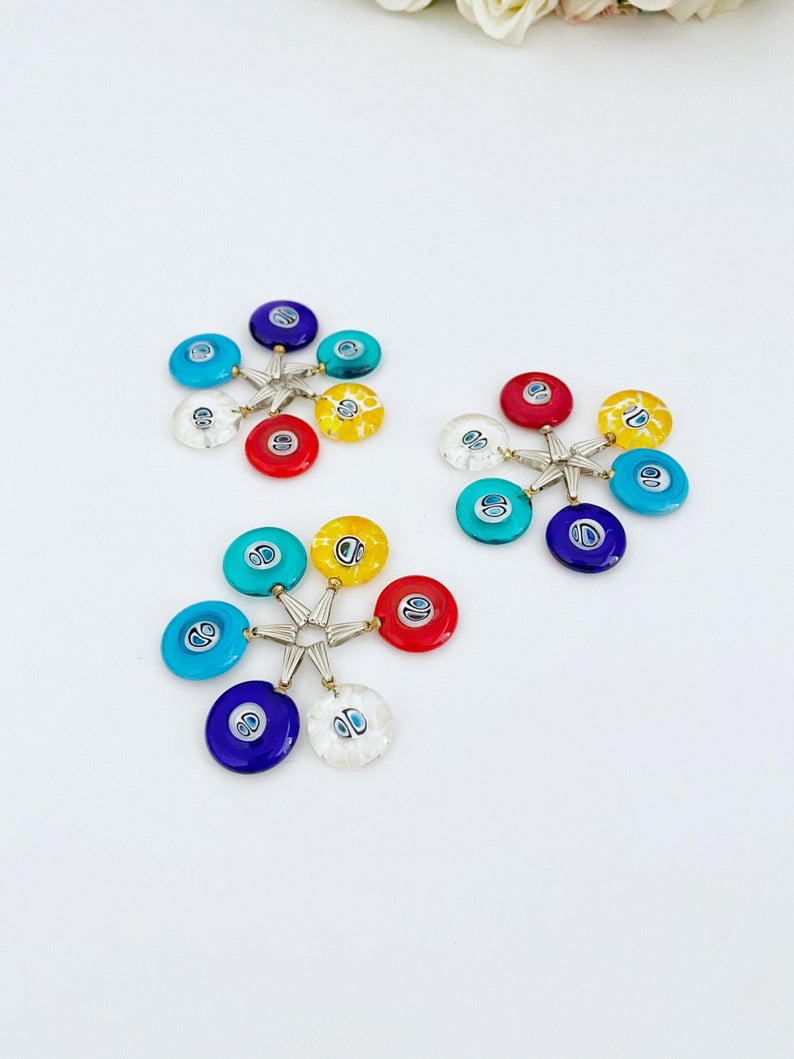 Evil Eye Beads, Murano Glass Evil Eye Pendant, Evil Eye Necklace, Blue
