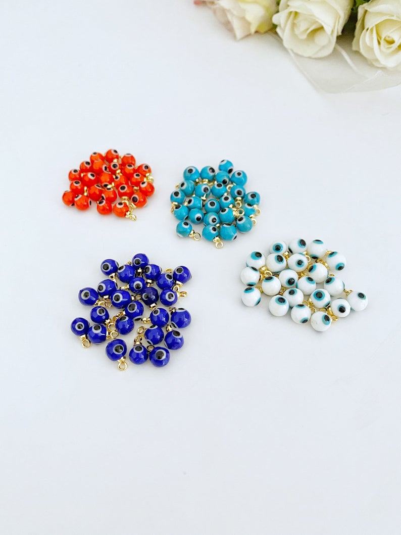 1 to 5 pcs, Tiny Glass Evil Eye Beads, Evil Eye Jewelry DIY Supply,