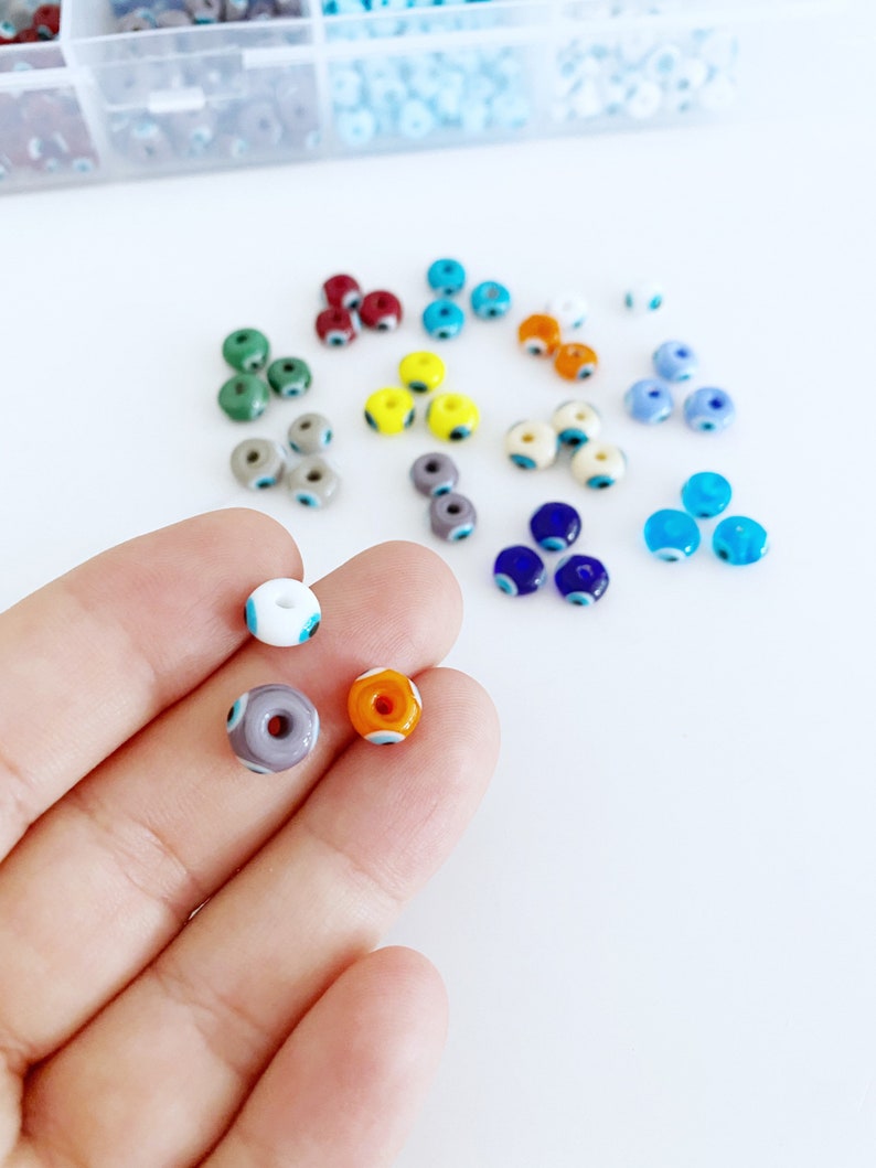 Evil Eye Glass Murano Beads, 8mm Handmade Pandora Beads, 3pcs