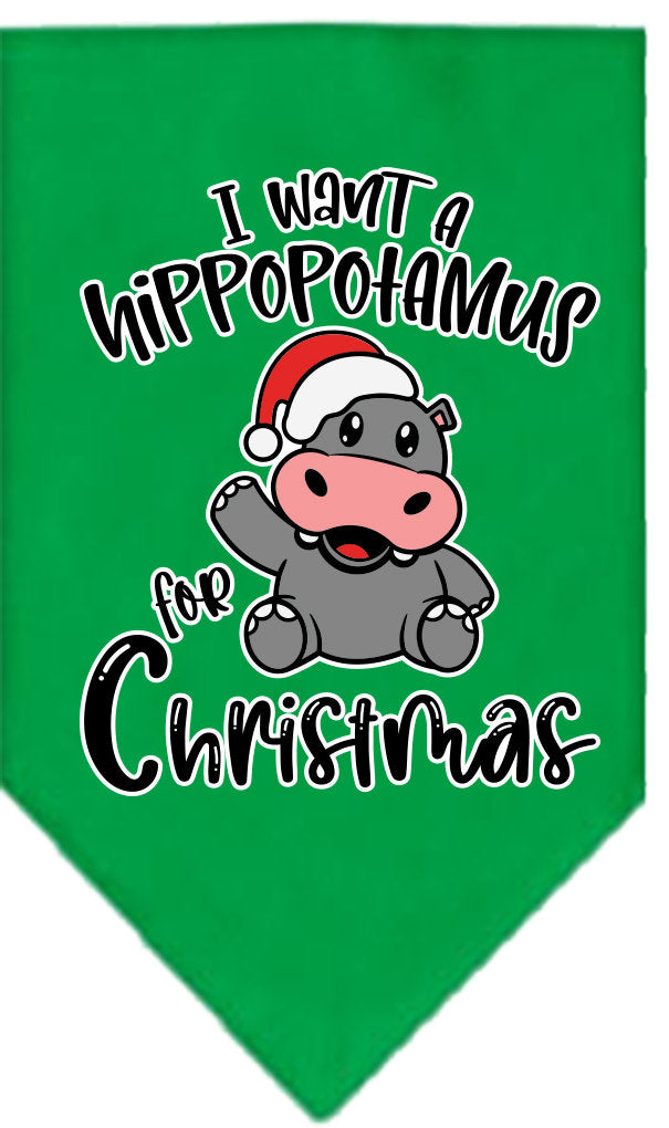 Christmas Pet and Dog Bandana Screen Printed, "I Want A Hippopotamus