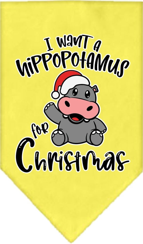 Christmas Pet and Dog Bandana Screen Printed, "I Want A Hippopotamus