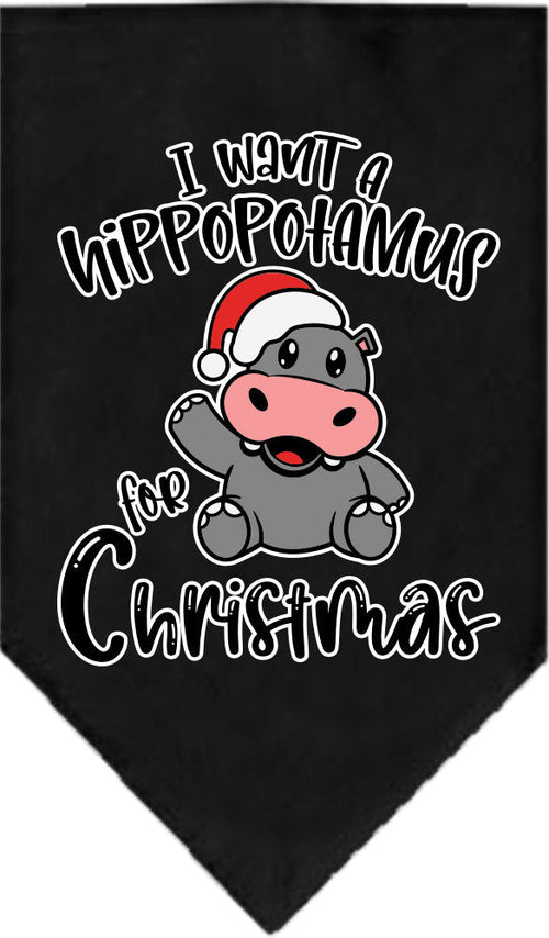 Christmas Pet and Dog Bandana Screen Printed, "I Want A Hippopotamus