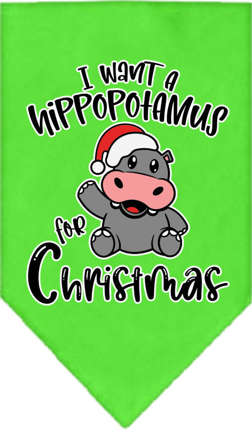 Christmas Pet and Dog Bandana Screen Printed, "I Want A Hippopotamus