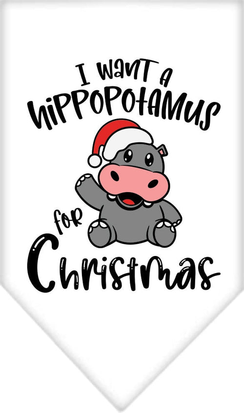 Christmas Pet and Dog Bandana Screen Printed, "I Want A Hippopotamus
