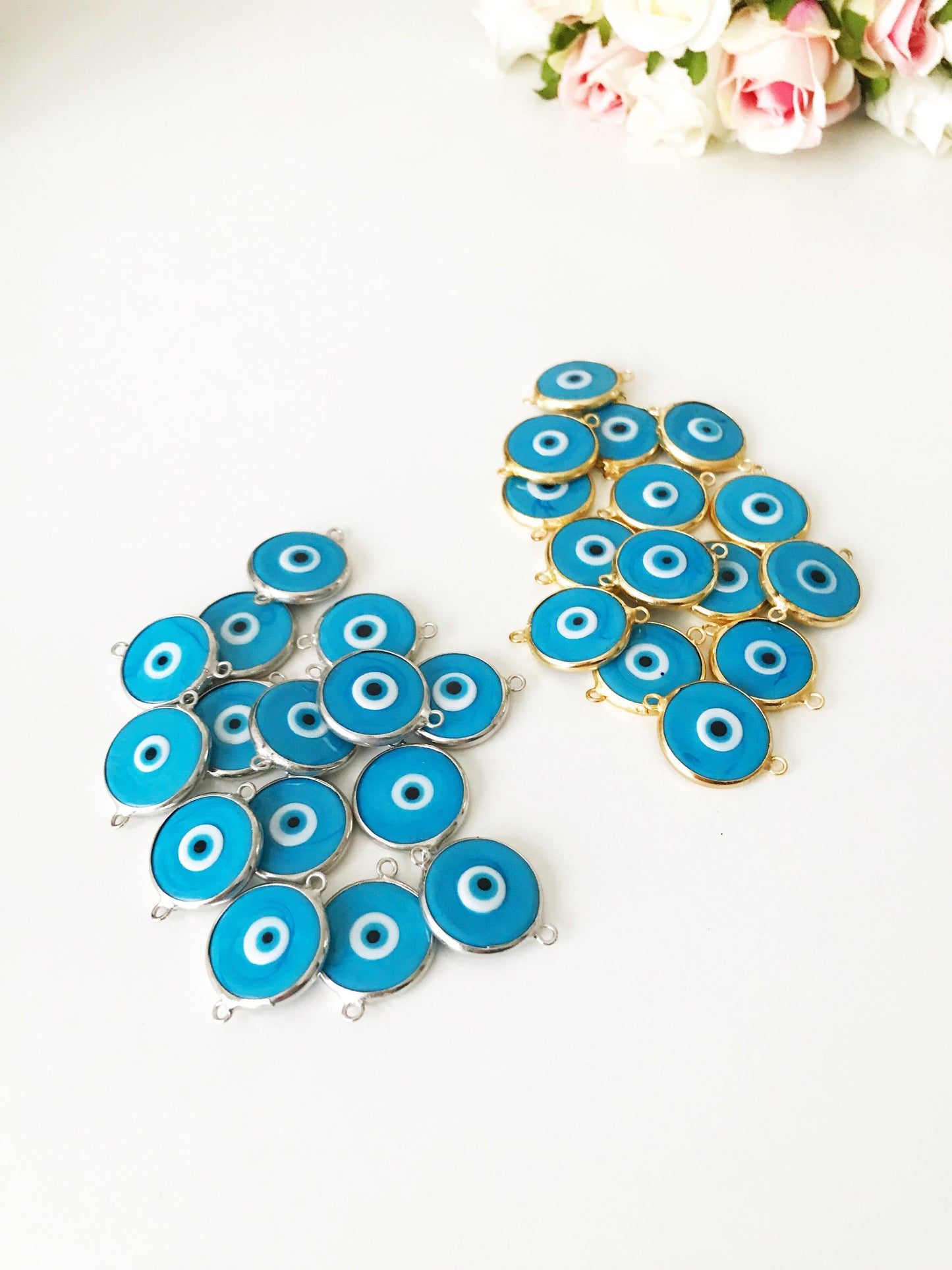 Murano evil eye connector bead