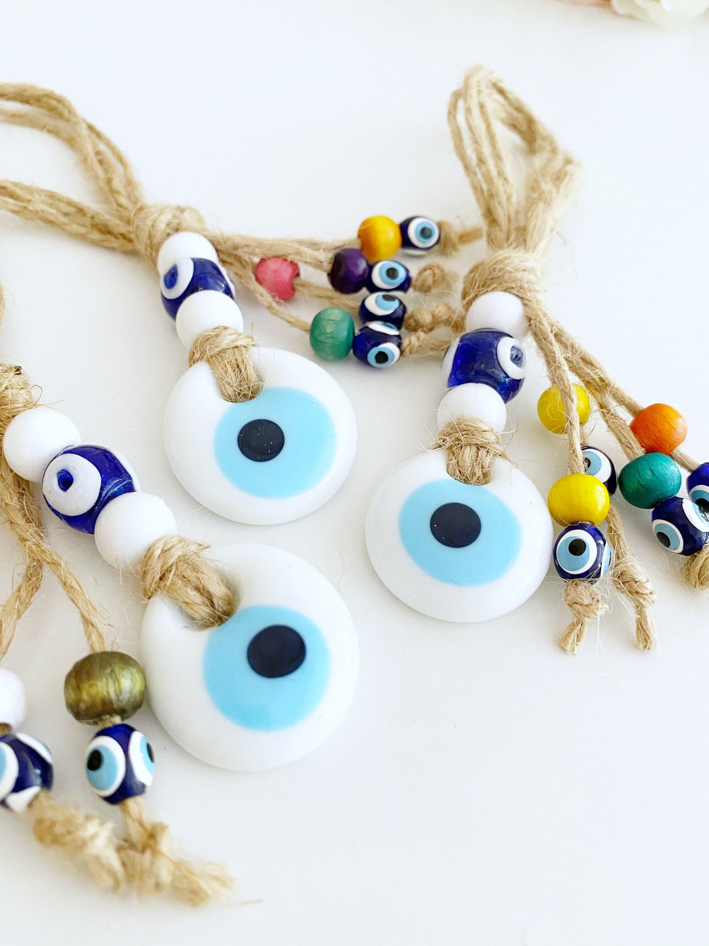 Lucky Evil Eye Bead, Evil Eye Car Rear Mirror Charm, White Evil Eye