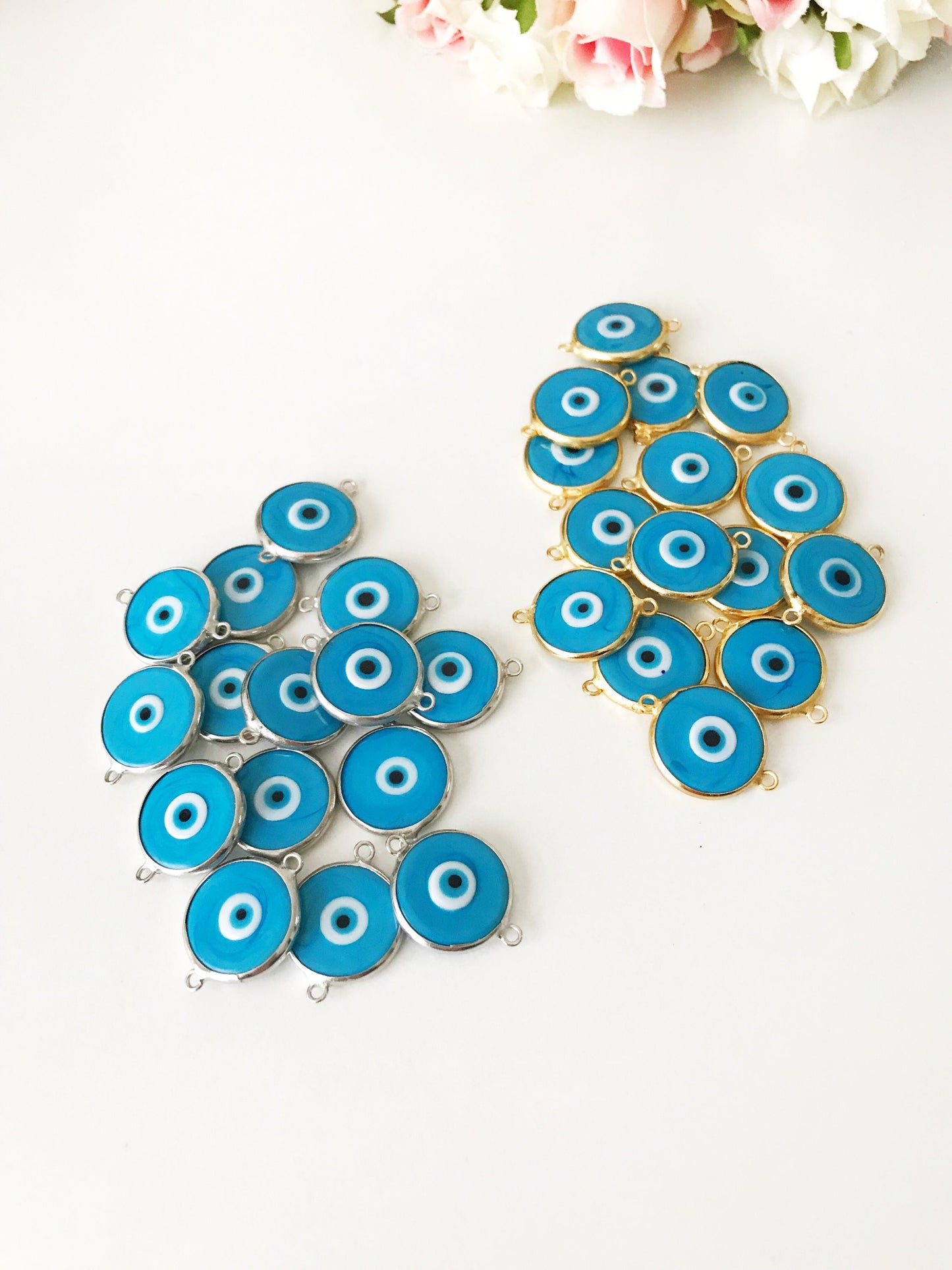 Murano evil eye connector bead