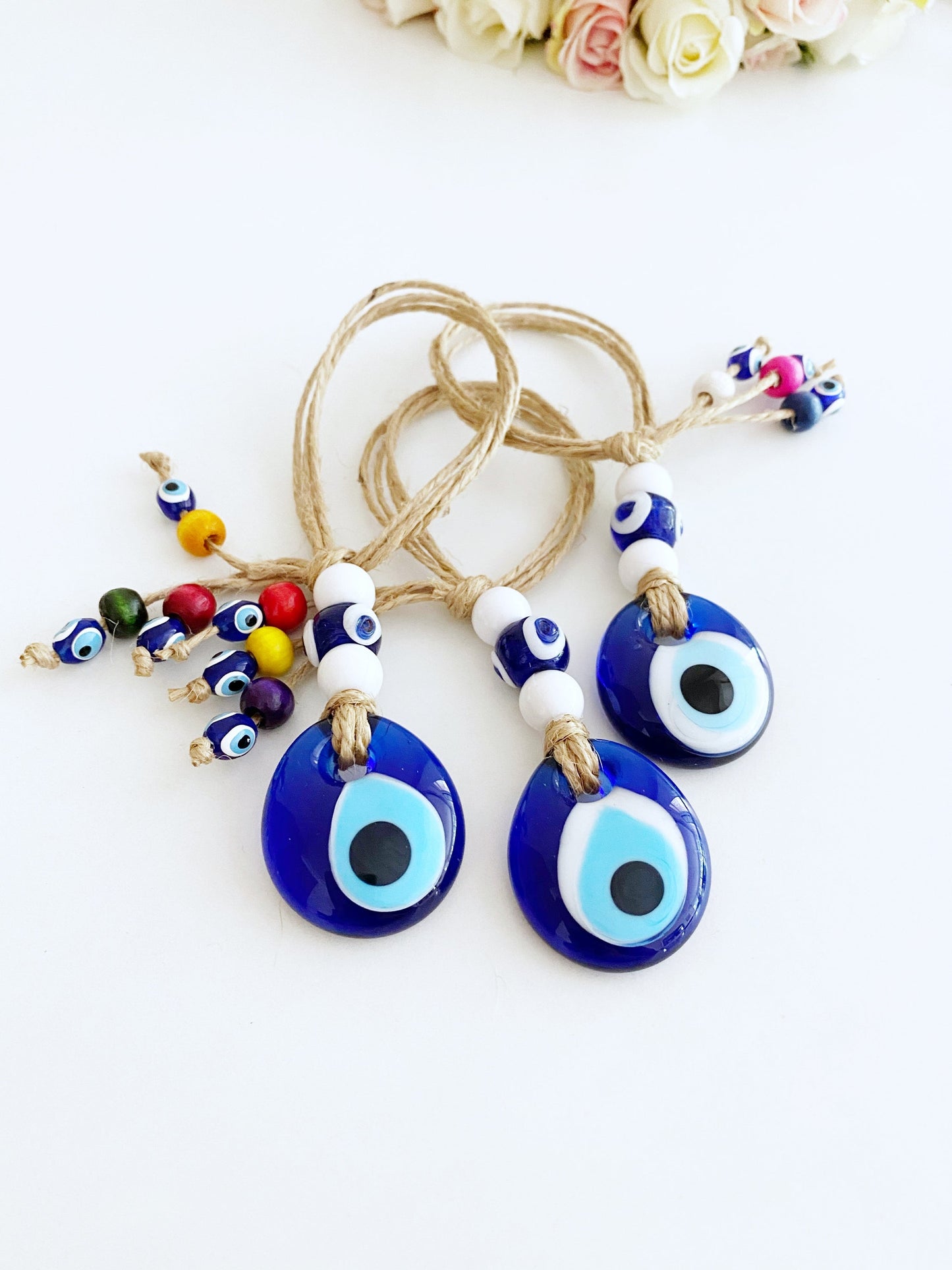 Lucky Evil Eye Bead, Evil Eye Car Rear Mirror Charm, White Evil Eye