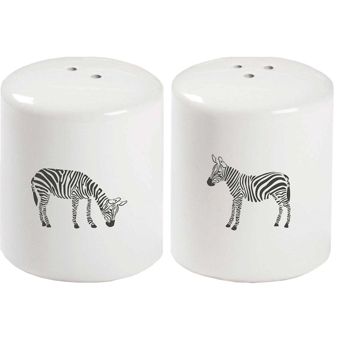 Zebra Salt And Pepper Shakers Set in White | Farmhouse Stoneware |