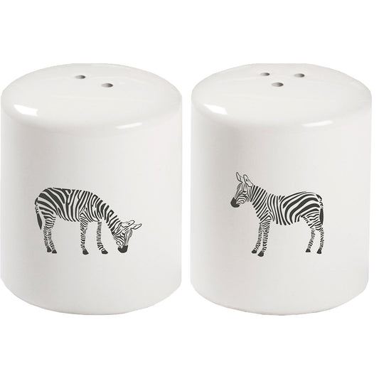 Zebra Salt And Pepper Shakers Set in White | Farmhouse Stoneware |