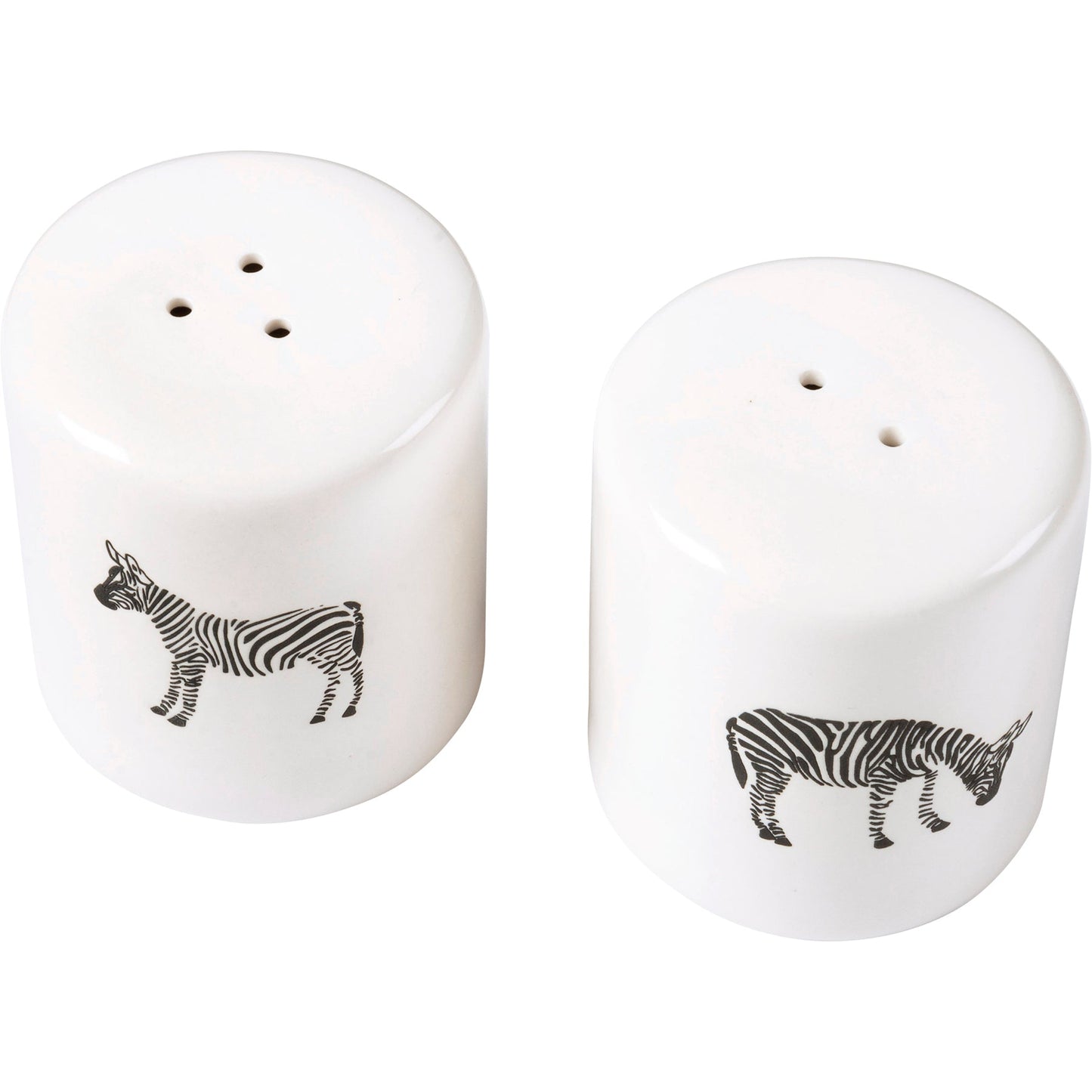 Zebra Salt And Pepper Shakers Set in White | Farmhouse Stoneware |