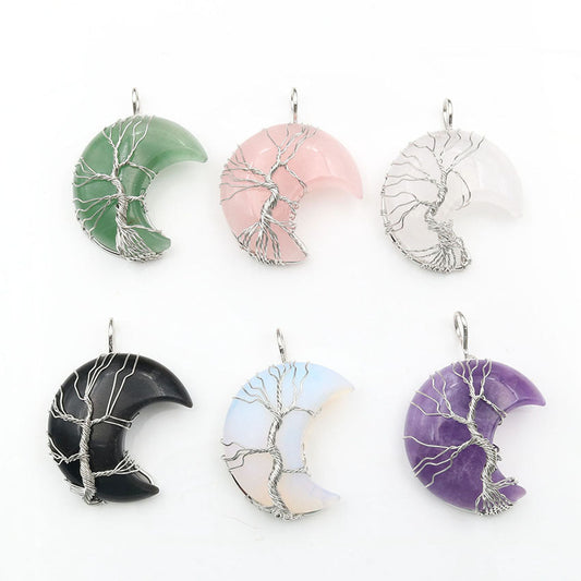 Cross-Border New Handmade Necklace Jewelry Moon Natural Crystal Stone