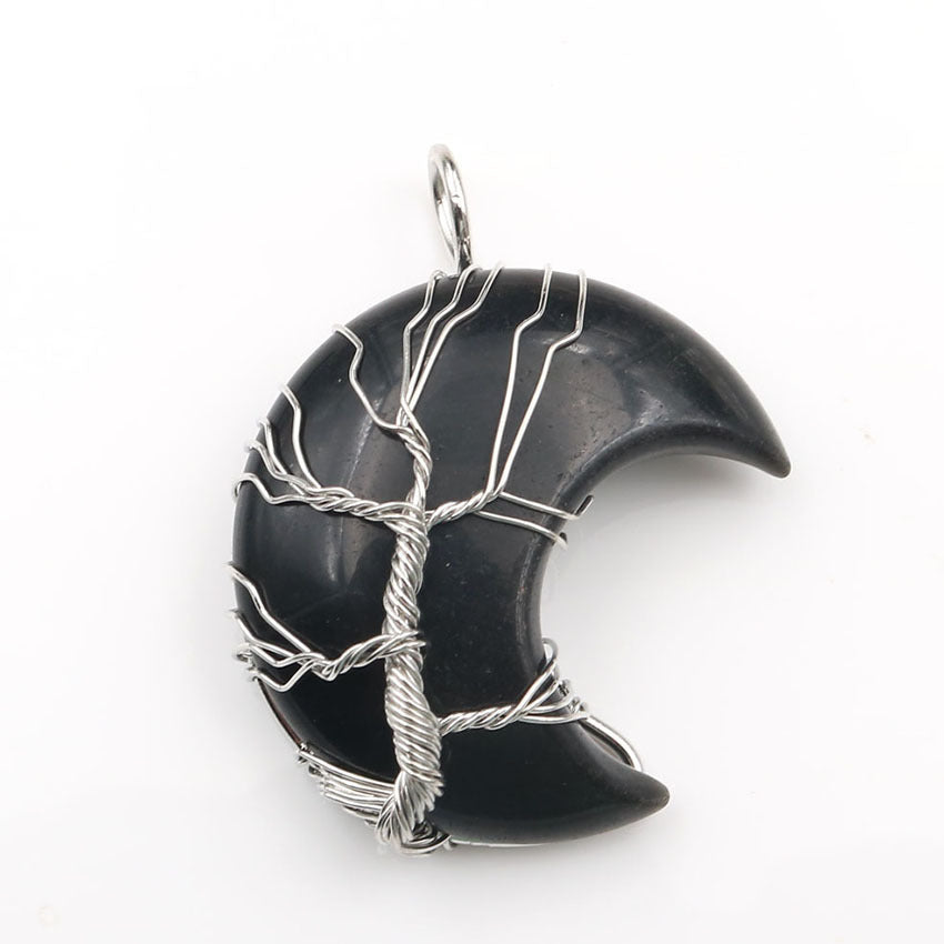 Cross-Border New Handmade Necklace Jewelry Moon Natural Crystal Stone