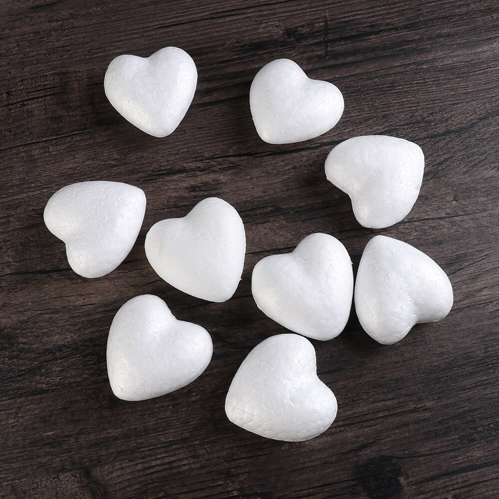 6/8.5/10/15cm Heart Foam Mould White Craft Balls