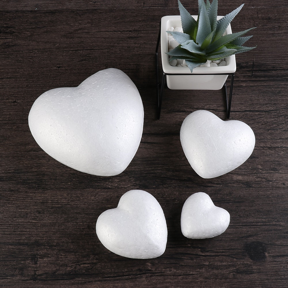 6/8.5/10/15cm Heart Foam Mould White Craft Balls