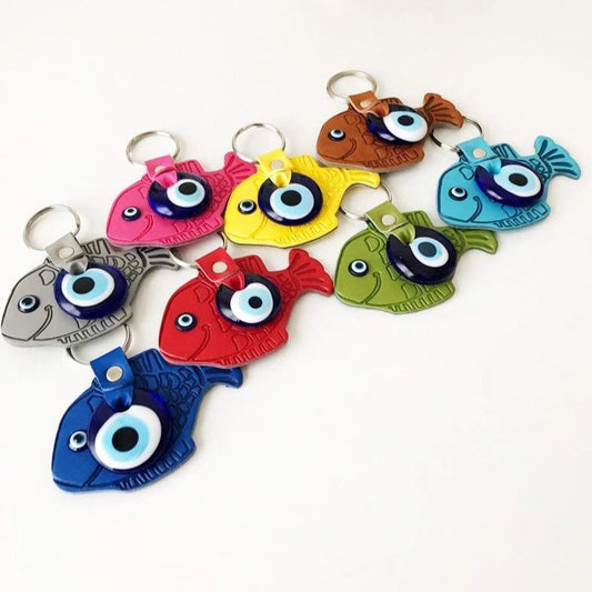 Lucky fish evil eye keychain