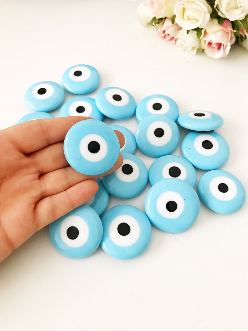 Turquoise handmade glass evil eye bead magnet