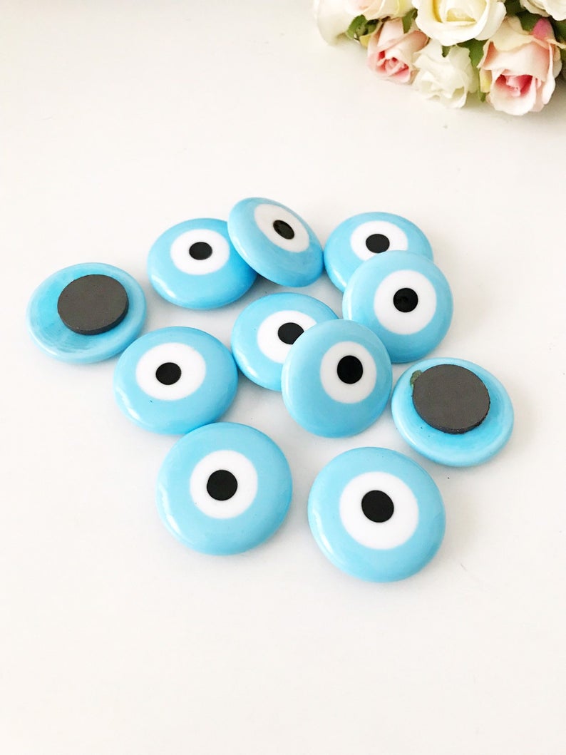 Turquoise handmade glass evil eye bead magnet