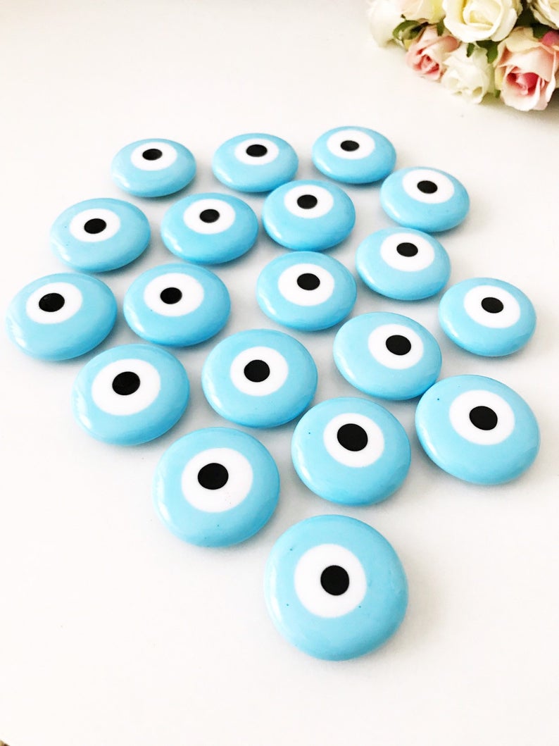 Turquoise handmade glass evil eye bead magnet