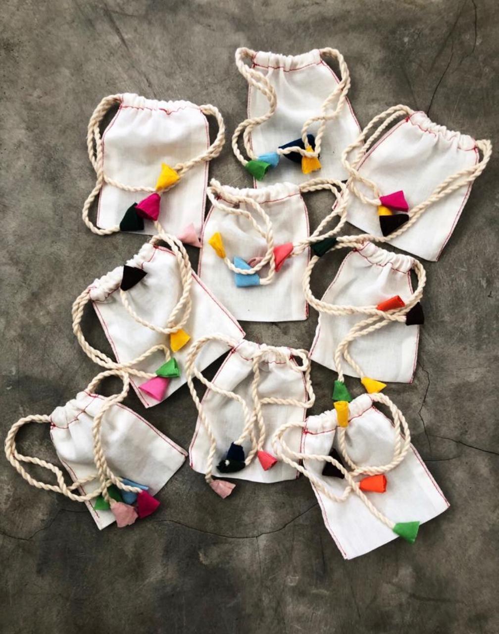Handmade Cotton & Tassel Jewelry Pouch