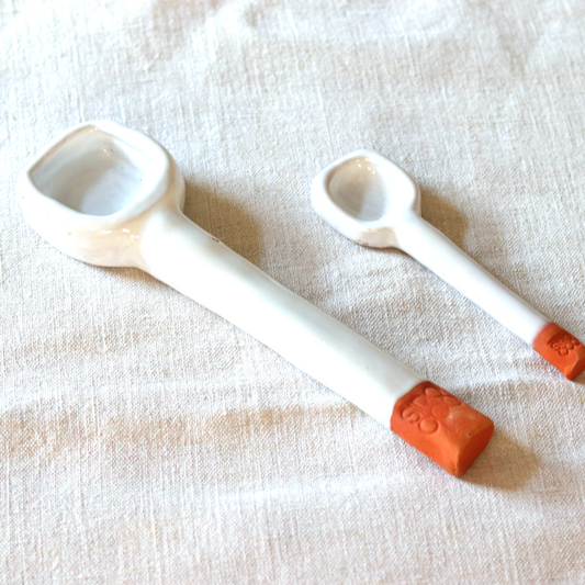 Ceramic Handmade Spoons in White and Terracotta