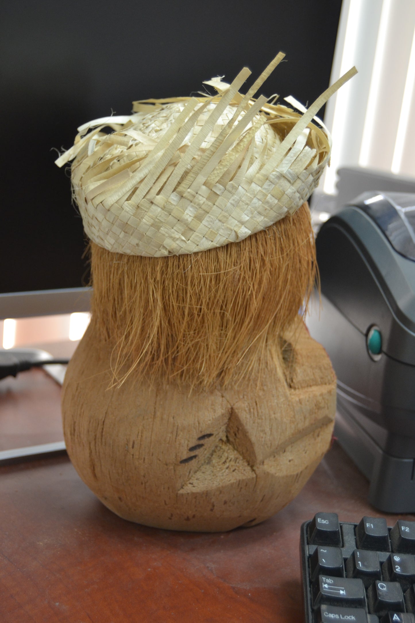 Hand Carved Coconut Monkey Souvenir Display Stand