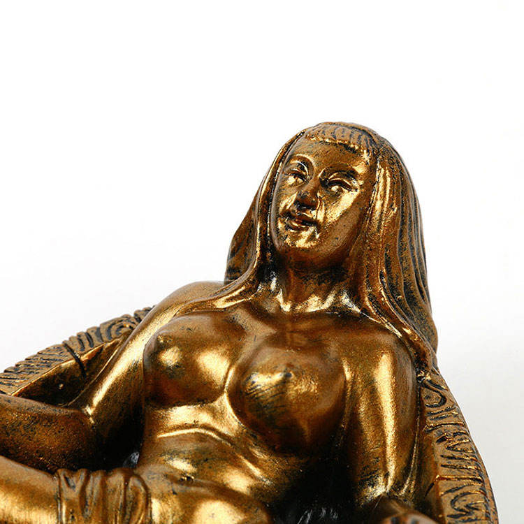 Vintage Gold Resin Ashtray Knic-knack Figurine of a Beautiful Woman
