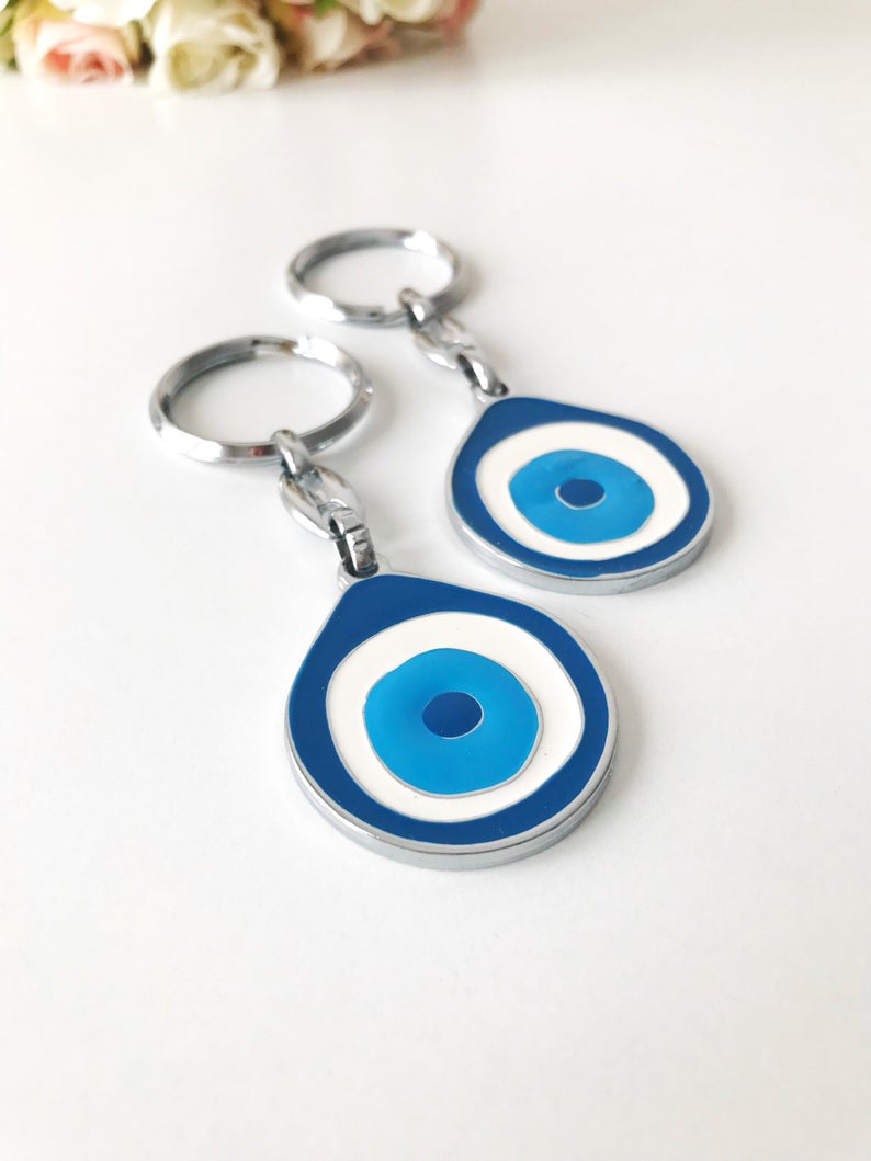 Evil eye metal keychain
